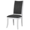 Judy Dining Side Chair Set of 2, Flared Legs, White Wood, Gray Fabric