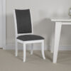 Judy Dining Side Chair Set of 2, Flared Legs, White Wood, Gray Fabric