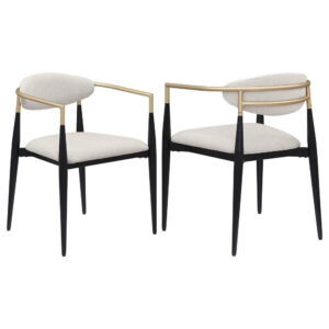 15022026699222880702d.jpeg Exis Dining Armchair Set of 2, Modern Beige Fabric, Sleek Black Metal