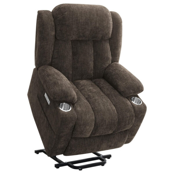 Limi Power Lift Recliner Chair, Dark Brown, USB Port, Cupholders