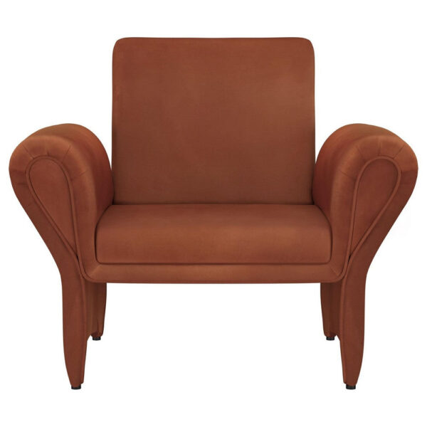 Lione Accent Armchair, Contemporary Rolled Flared Arms, Rust Brown