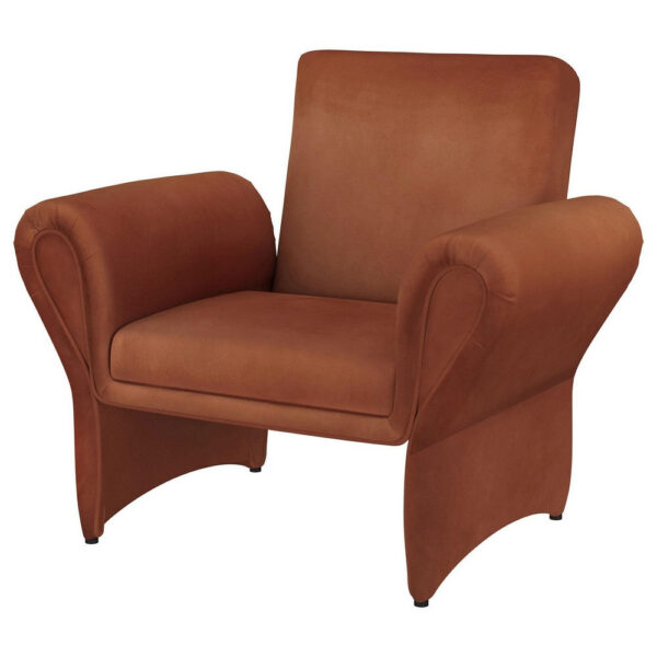 Lione Accent Armchair, Contemporary Rolled Flared Arms, Rust Brown