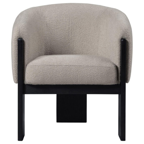 150220266992233822571.jpeg Vala Accent Chair, Modern Plush Beige Boucle Barrel Back, Black Wood