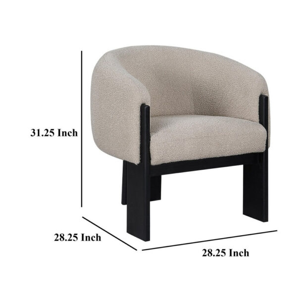 1502202669922340d8dcc.jpeg Vala Accent Chair, Modern Plush Beige Boucle Barrel Back, Black Wood