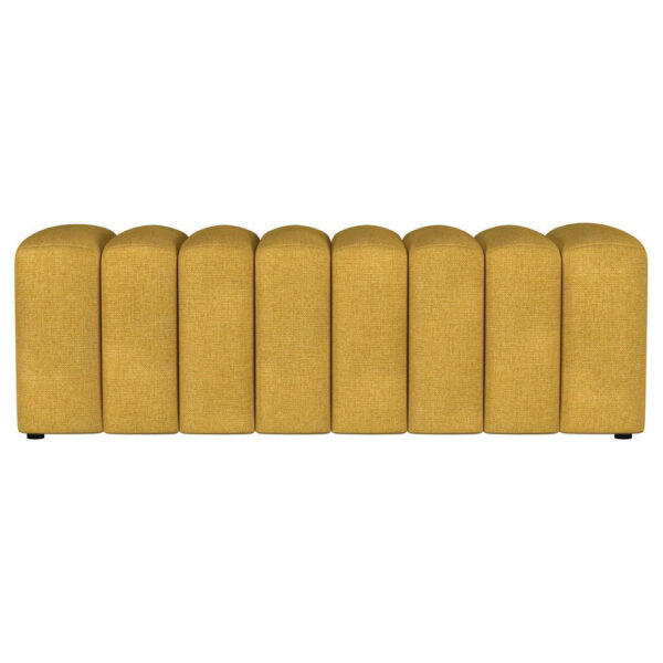 Sanna Accent Bench, Modern Channel Tufted Yellow Fabric, 54 Inch