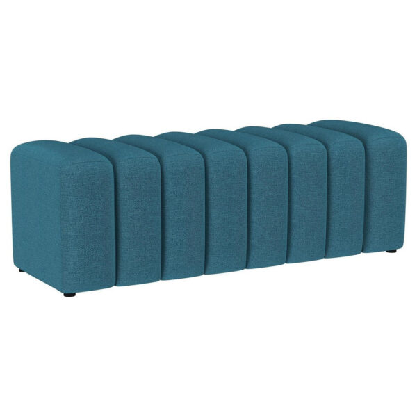Sanna Accent Bench, Modern Channel Tufted Peacock Blue, 54 Inch