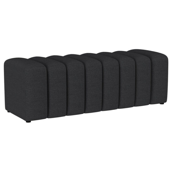 Sanna Accent Bench, Modern Channel Tufted Charcoal Black, 54 Inch
