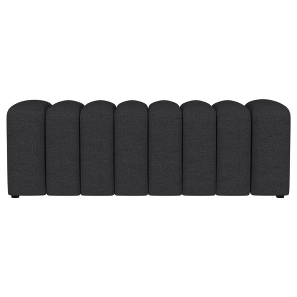 Sanna Accent Bench, Modern Channel Tufted Charcoal Black, 54 Inch