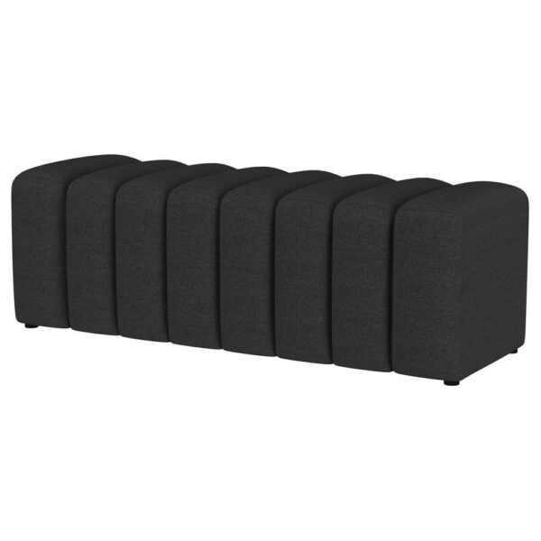 Sanna Accent Bench, Modern Channel Tufted Charcoal Black, 54 Inch