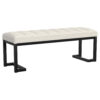 Mezza Accent Bench, Tufted Ivory Boucle Fabric, Black Metal, 48 Inch