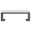 Mezza Accent Bench, Tufted Ivory Boucle Fabric, Black Metal, 48 Inch
