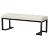 Mezza Accent Bench, Tufted Ivory Boucle Fabric, Black Metal, 48 Inch