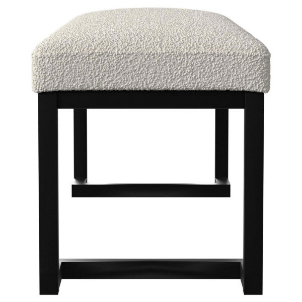 Mezza Accent Bench, Tufted Ivory Boucle Fabric, Black Metal, 48 Inch