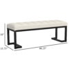 Mezza Accent Bench, Tufted Ivory Boucle Fabric, Black Metal, 48 Inch