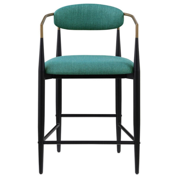 Tiara Counter Height Chair Set of 2, Teal Green, Black Metal 25 Inch