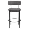 Winona Bar Chair Set of 2, Gray Boucle Fabric, Black Metal 30 Inch