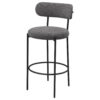 Winona Bar Chair Set of 2, Gray Boucle Fabric, Black Metal 30 Inch
