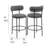 Winona Bar Chair Set of 2, Gray Boucle Fabric, Black Metal 30 Inch