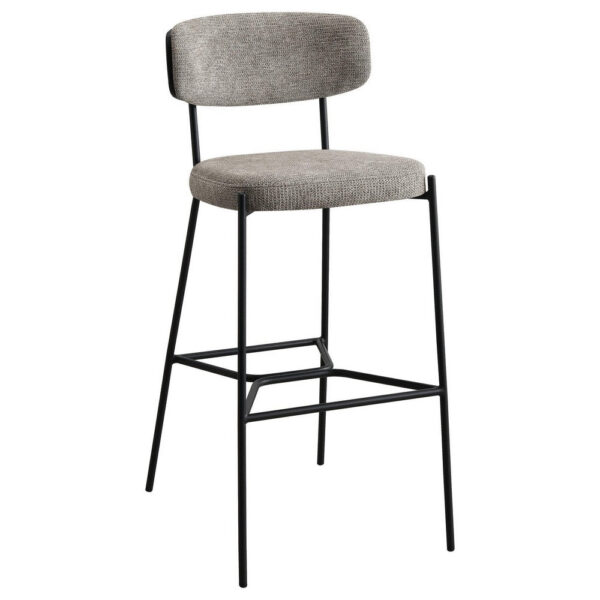 Ellina Pub Height Bar Chair Set of 2, Taupe Fabric, Black, 30 Inch
