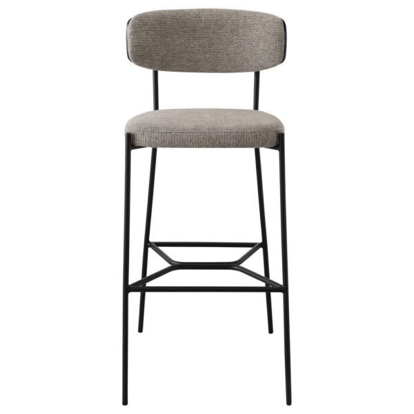 Ellina Pub Height Bar Chair Set of 2, Taupe Fabric, Black, 30 Inch