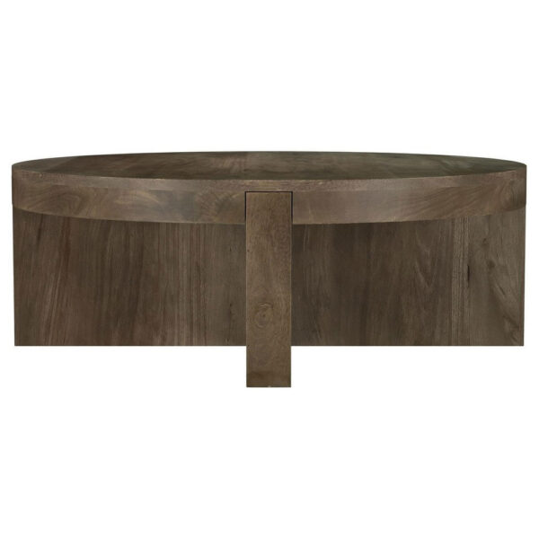 150220266992244d55998.jpeg Kinaj Coffee Table, Dark Brown Solid Mango Wood, Round 38 Inch Top