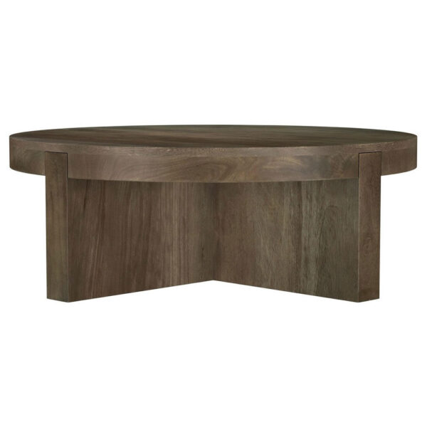 15022026699224524d693.jpeg Kinaj Coffee Table, Dark Brown Solid Mango Wood, Round 38 Inch Top