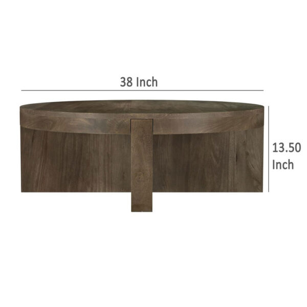 1502202669922457a82f2.jpeg Kinaj Coffee Table, Dark Brown Solid Mango Wood, Round 38 Inch Top