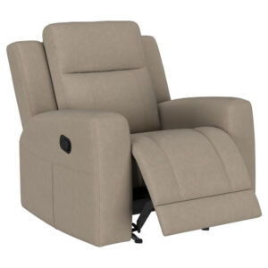Krio Manual Recliner Chair, 37 Inch Modern Taupe Brown Faux Leather