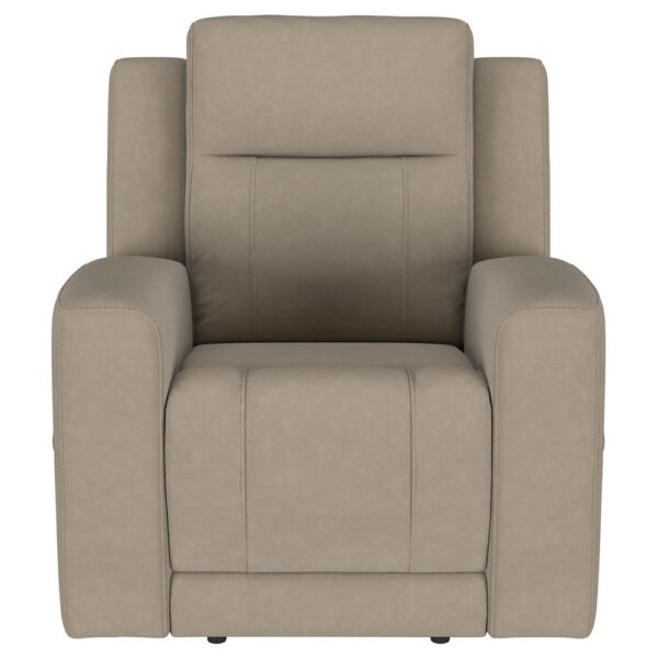 Krio Manual Recliner Chair, 37 Inch Modern Taupe Brown Faux Leather