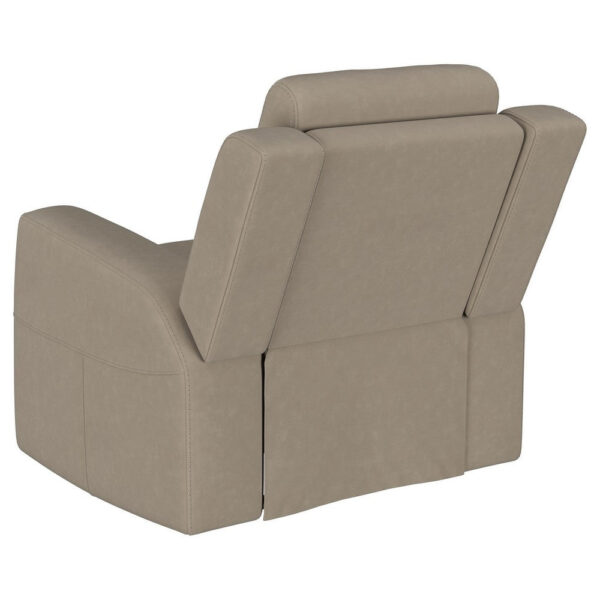Krio Manual Recliner Chair, 37 Inch Modern Taupe Brown Faux Leather