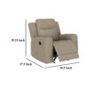 Krio Manual Recliner Chair, 37 Inch Modern Taupe Brown Faux Leather