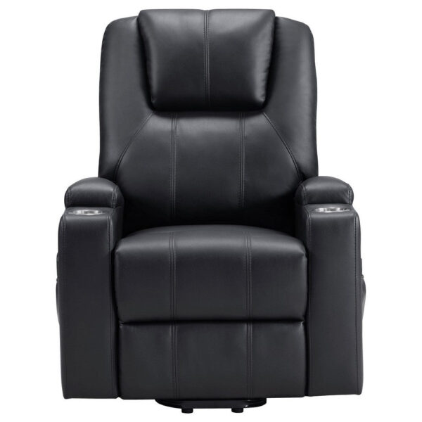 Stoy Power Lift Recliner Chair, Massage, 36 Inch Black Faux Leather