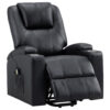 Stoy Power Lift Recliner Chair, Massage, 36 Inch Black Faux Leather