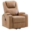Stoy Power Lift Recliner Chair, Massage, 36 Inch Brown Faux Leather