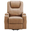 Stoy Power Lift Recliner Chair, Massage, 36 Inch Brown Faux Leather