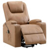 Stoy Power Lift Recliner Chair, Massage, 36 Inch Brown Faux Leather