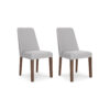 Jeyn Dining Side Chair Set of 2, Solid Hardwood, Light Gray Polyester