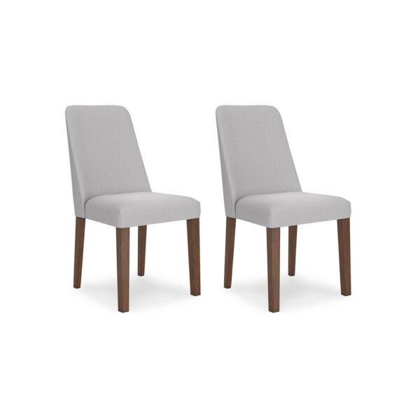 Jeyn Dining Side Chair Set of 2, Solid Hardwood, Light Gray Polyester
