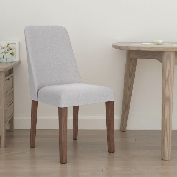 Jeyn Dining Side Chair Set of 2, Solid Hardwood, Light Gray Polyester