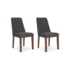 Jeyn Dining Side Chair Set of 2, Solid Wood, Charcoal Gray Polyester