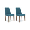Jeyn Dining Side Chair Set of 2, Solid Hardwood, Blue Polyester Fabric