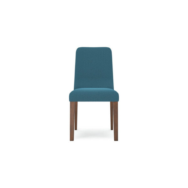 Jeyn Dining Side Chair Set of 2, Solid Hardwood, Blue Polyester Fabric