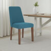 Jeyn Dining Side Chair Set of 2, Solid Hardwood, Blue Polyester Fabric