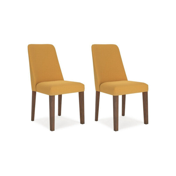 Jeyn Dining Side Chair Set of 2, Solid Hardwood, Yellow Polyester