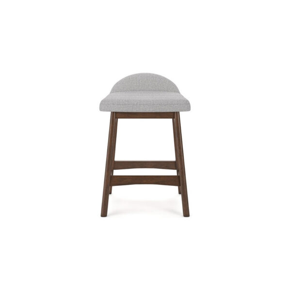Jeyn Counter Stool with Footrest Set of 2, Brown Wood, Light Gray Seat
