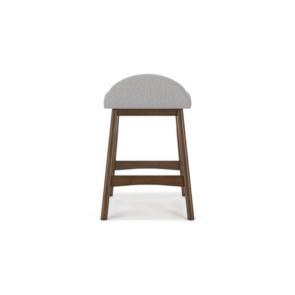 Jeyn Counter Stool with Footrest Set of 2, Brown Wood, Light Gray Seat