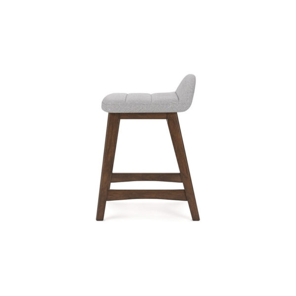 Jeyn Counter Stool with Footrest Set of 2, Brown Wood, Light Gray Seat
