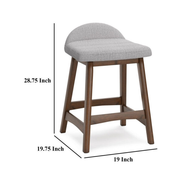 Jeyn Counter Stool with Footrest Set of 2, Brown Wood, Light Gray Seat