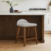 Jeyn Counter Stool with Footrest Set of 2, Brown Wood, Light Gray Seat