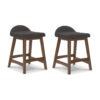 Jeyn Counter Stool with Footrest Set of 2, Brown Wood, Charcoal Gray
